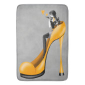 Modische Lady in Stiletto Yellow Bath Mat Badematte (Vorderseite Vertikal)