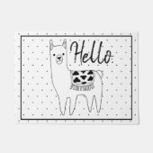 Modische Lama-Skizze u. schwarze Flecken hallo Fußmatte (Vorderseite)