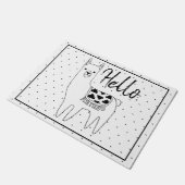 Modische Lama-Skizze u. schwarze Flecken hallo Fußmatte (Schrägansicht)