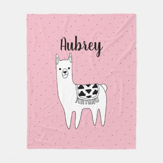 Modische Lama-Skizze u. schwarze Flecken mit Fleecedecke (Vorderseite)