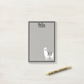 Modische Lama-Skizze u. weiße Punkte Post-it Klebezettel (Auf Schreibtisch)