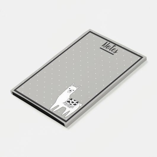 Modische Lama-Skizze u. weiße Punkte Post-it Klebezettel (angewinkelt)