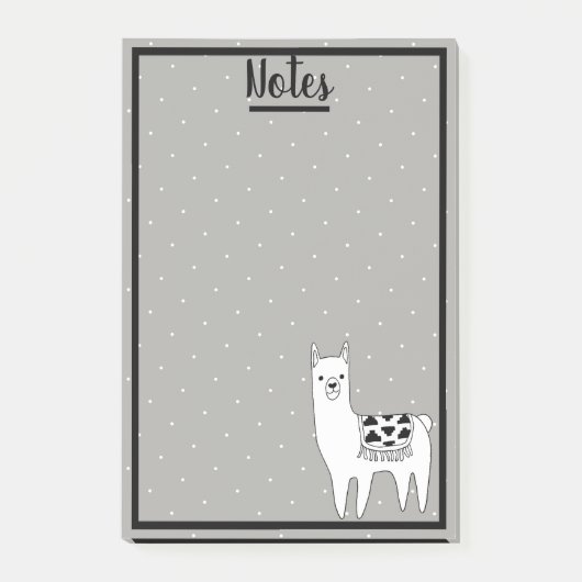 Modische Lama-Skizze u. weiße Punkte Post-it Klebezettel (Vorderseite)