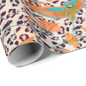 Modische Leopardendrucke, Paradiesvögel Geschenkpapier (Rolleneckpunkt)