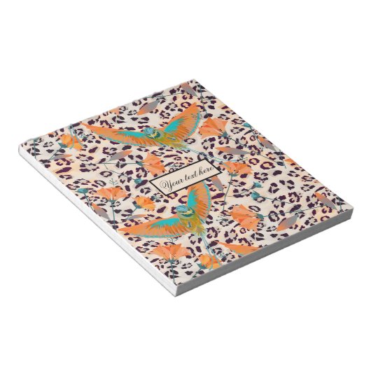 Modische Leopardendrucke, Paradiesvögel Notizblock (angewinkelt)