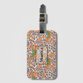 Modische Leopardendruckvögel personalisiert Gepäckanhänger (Vorderseite Vertikal)