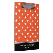 Modische Mandarine Tango Orange und White Stars Klemmbrett (Rechts)