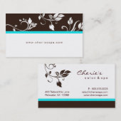 Modische mit BlumenVisitenkarte Türkis-blaue Visitenkarte (Vorne/Hinten)