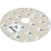 Modische moderne schwarze u. weiße Lama-Familie Polyester Weihnachtsbaumdecke (Schrägansicht)