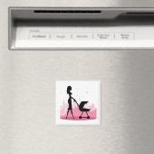 Modische Mommy Pushing Baby Carriage Magnet (In Situ (Geschirrspüler))