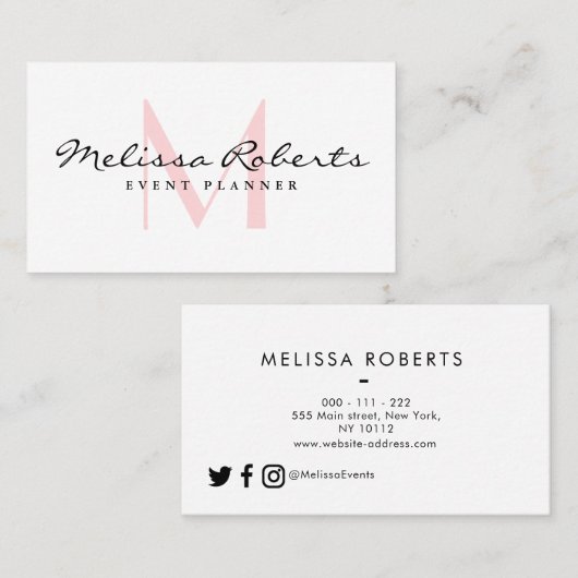 modische Monogramm-Visitenkarte Visitenkarte (Vorne/Hinten)