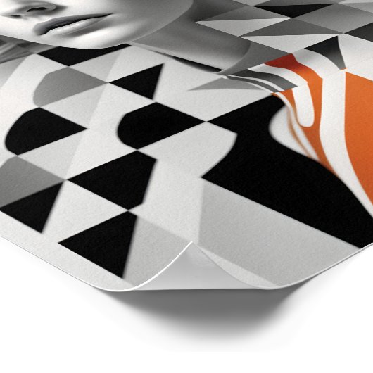 Modische optische Illusion schwarz-weiß Poster (Ecke)