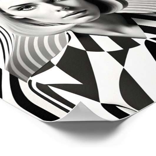 Modische optische Illusion schwarz-weiß Poster (Ecke)