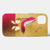 Modische Pink & Gold Tone Stiletto Case-Mate iP iPhone Hülle (Rückseite (Horizontal))