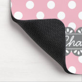 Modische Pink Polka Dots und Gray Lace Mousepad (Ecke)