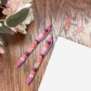 Modische rosa Farbstreifen mit Kugelschreiber
