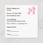 Modische rosa Hundepflegenverabredung Quadratische Visitenkarte (Rückseite)