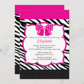 Modische rosa Zebra-Rahmen-Babyparty-Einladung Einladung (Vorne/Hinten)