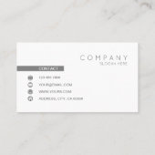 Modische schicke graue zeitgenössische weiße visitenkarte (Rückseite)