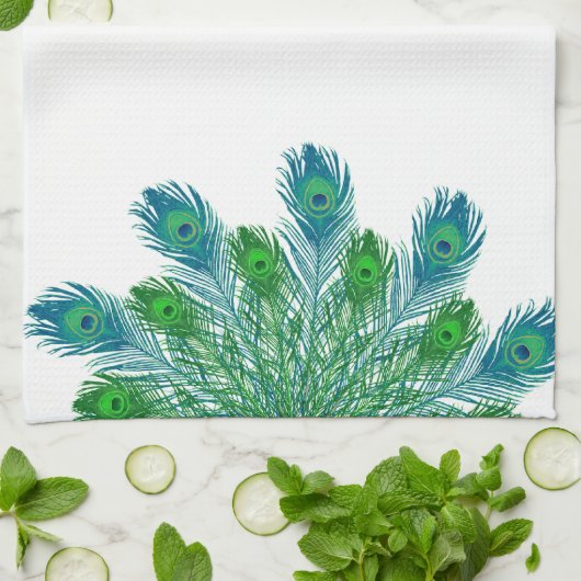 Modische schicke Pfau-Federn Geschirrtuch (Gefaltet)