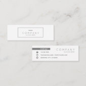 Modische schicke zeitgenössische weiße mini visitenkarte (Vorne/Hinten)