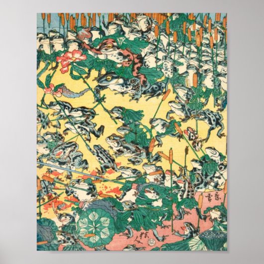 Modische Schlacht von Fröschen durch Kawanabe Kyos Poster (Vorne)