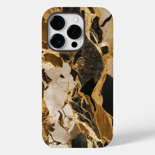 Modische Schwarz-Gold-Marmor Case-Mate iPhone Hülle (Rückseite)