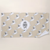 Modische Schwarz-u. Lama-Skizze mit Initialen Strandtuch (Vorderseite)