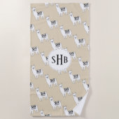 Modische Schwarz-u. Lama-Skizze mit Initialen Strandtuch (Vorderseite)