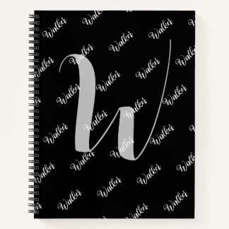 Modische schwarze Farbe - Anfangsnamen-Monogramm Notizblock