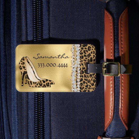 Modische schwarze Stilettos mit Juwelen Gepäckanhänger (Vorderseite Insitu 4)