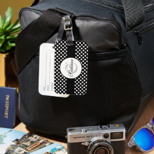 Modische schwarze und weiße Punkte Monogramm Gepäckanhänger