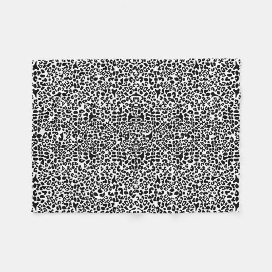 Modische Schwarzweiss-Leopard-Druck-Tier-Stellen Fleecedecke (Vorderseite (Horizontal))