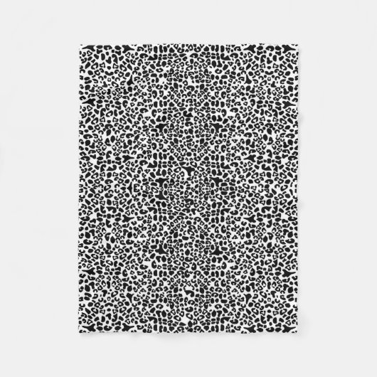 Modische Schwarzweiss-Leopard-Druck-Tier-Stellen Fleecedecke (Vorderseite)
