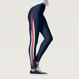 Modische Seitenstreifen-Bürsten-rote weiße Leggings