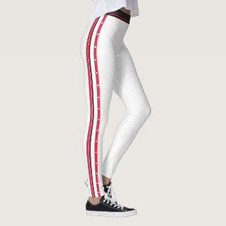 Modische Seitenstreifen-Mode knöpft rotes weißes Leggings