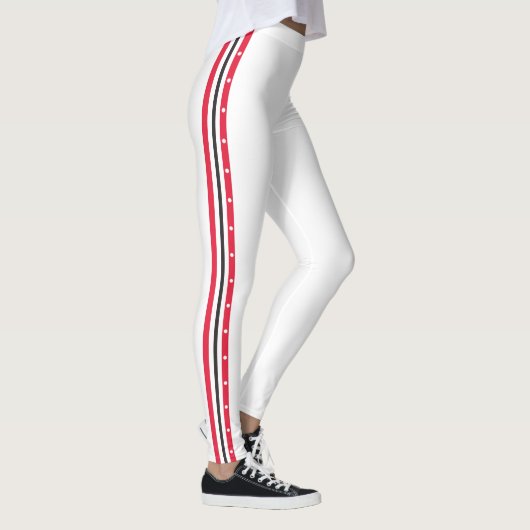 Modische Seitenstreifen-Mode knöpft rotes weißes Leggings (Rechts)