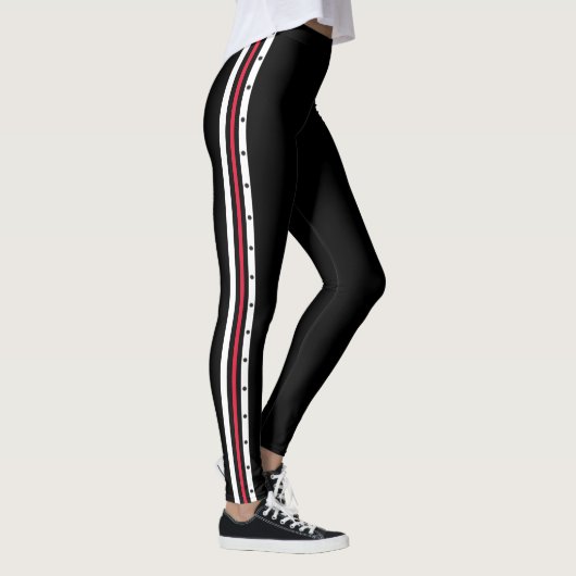 Modische Seitenstreifen-Mode-rote weiße schwarze Leggings (Rechts)
