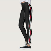 Modische Seitenstreifen-Mode-rote weiße schwarze Leggings (Links)