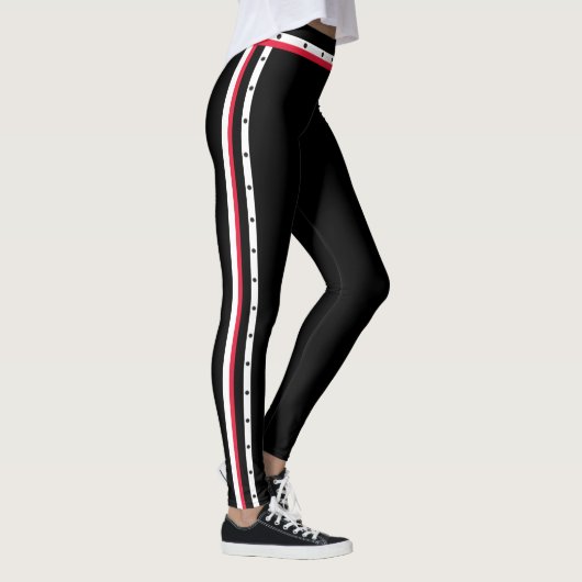 Modische Seitenstreifen-Mode-rote weiße schwarze Leggings (Rechts)