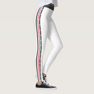Modische Seitenstreifen-Mode-rote weiße tiefe Leggings