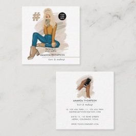 Modische Selfie Blonde Girl Business Card Quadratische Visitenkarte