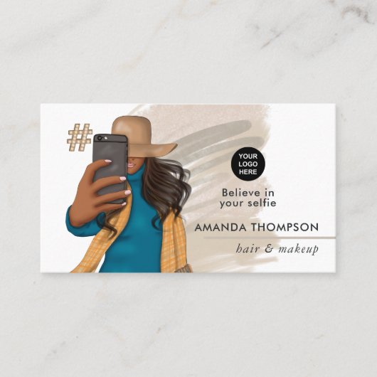 Modische Selfie Girl Business Card Visitenkarte (Vorderseite)