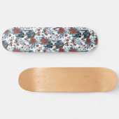 Modische Skelette in Jean-Jacke mit Rose Skateboard (Horizontal)