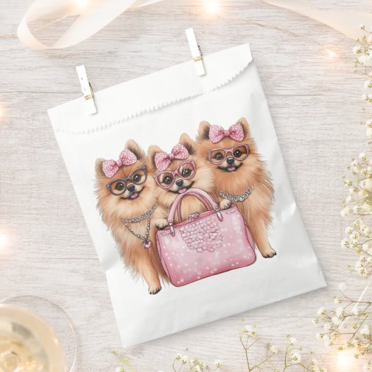 Modische Spitz Hunde rosa Purpur Geschenktütchen (Ausgeschnitten)
