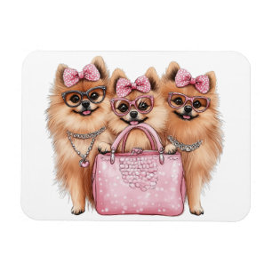 Modische Spitz Hunde rosa Purpur Magnet