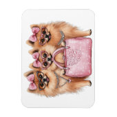 Modische Spitz Hunde rosa Purpur Magnet (Vertikal)