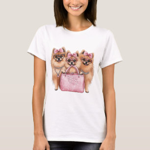 Modische Spitz Hunde rosa Purpur T-Shirt