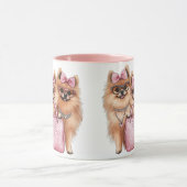 Modische Spitz Hunde rosa Purpur Tasse (Zentrum)