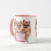 Modische Spitz Hunde rosa Purpur Tasse (Vorderseite Links)